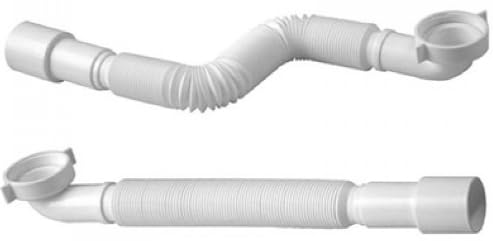 BSSTORE Tubo Flessibile Estensibile da 400 mm a 850 mm con Attacco Curvo a 90 Gradi, Polipropilene, 1"1/2