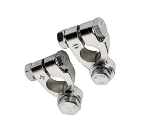 BSSTORE Coppia Morsetti Per amperaggi Elevati In Ottone Nichelato Con Bulloneria In Acciaio Inox