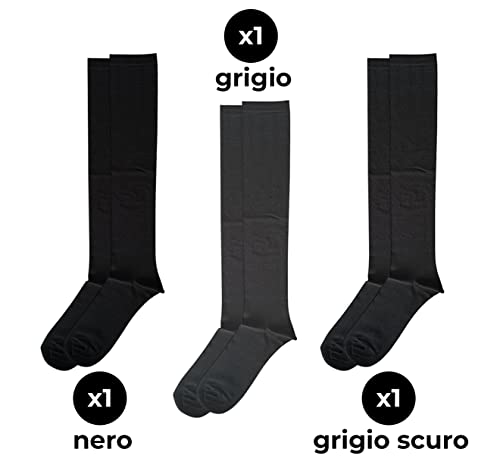 BSSTORE 3 Paia Calza Lunga Uomo in Filo di Scozia Taglia Unica 40/45 MADE IN ITALY