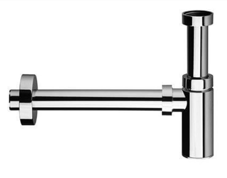 BSSTORE Sifone Scarico Lavandino, Cromato, Ingresso 1"1/4 x 100mm, Scarico 32 x 250mm