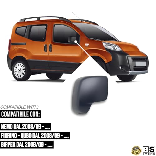 BSSTORE Calotta Specchietto Retrovisore Nera Compatibile Con NEMO - FIORINO - QUBO - BIPPER