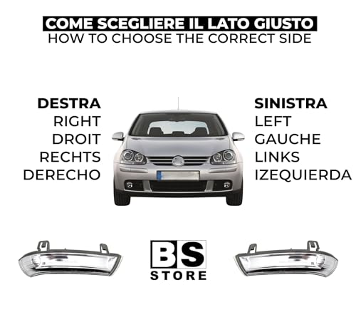 BSSTORE Freccia Specchietto Laterale Indicatore di Direzione LED per VW GOLF 5, GOLF 6 PLUS, JETTA 2005-2010, PASSAT 2005-2011