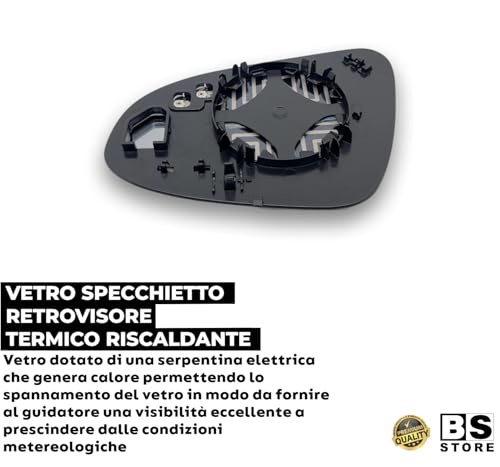 BSSTORE® Piastra Vetro Specchio Retrovisore Termico Compatibile Con AURIS | CH-R | AVENSIS