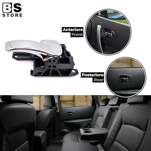 BSSTORE Maniglia Porta Interna Cromata Anteriore e Posteriore per Qashqai (J10, NJ10) dal 2007 al 2013