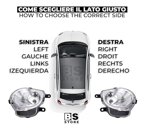 BSSTORE Fanale Proiettore Antinebbia Inferiore H1 per F!AT 500 (312) 2007-2015