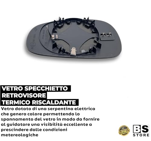 BSSTORE Piastra Vetro Specchio Retrovisore Termico Compatibile Con LEON 2005-2009