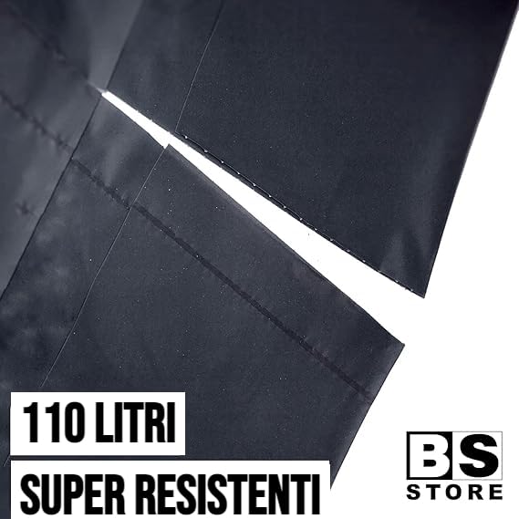 BSSTORE 8 Sacchetti Spazzatura Neri Grandi 70X110 Capacità 110Litri Robusti Extra-Resistenti