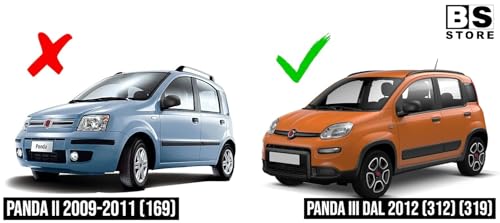 BSSTORE Specchietto Retrovisore Esterno Nero per Panda dal 2012 (312, 319) con Regolazione Manuale e Calotta Da Verniciare