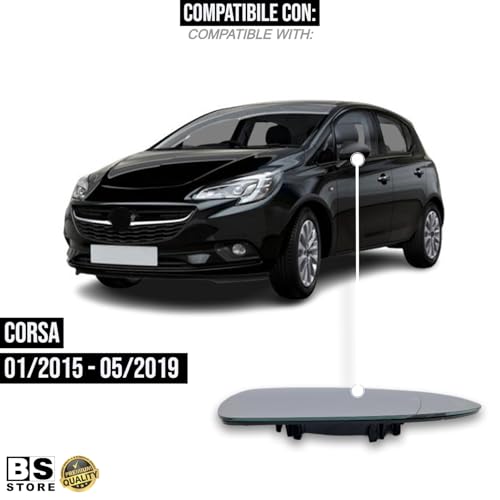 BSSTORE® Piastra Vetro Specchio Retrovisore Termico Compatibile Con CORSA 2015-2019