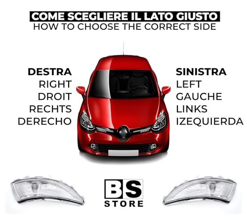 BSSTORE Freccia Specchietto Retrovisore Laterale per R. CLIO 4 2012, CAPTUR 2013, MICRA 5 2017, ZOE 2013