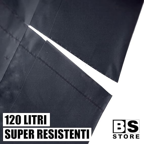 BSSTORE 8 Sacchetti Spazzatura Neri Grandi 90X120 Capacità 120Litri Robusti Extra-Resistenti