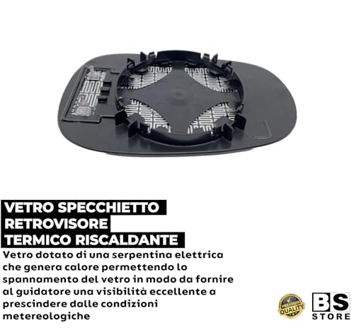BSSTORE® Piastra Vetro Specchio Retrovisore Termico Compatibile Con Micra 2003-2010
