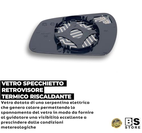 BSSTORE Piastra Vetro Specchio Retrovisore Termico Compatibile Con FOCUS | FIESTA | MONDEO | FUSION
