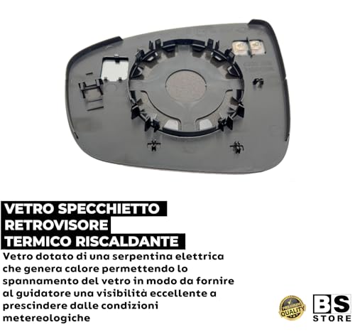 BSSTORE® Piastra Vetro Specchio Retrovisore Termico Compatibile Con Captur 2020-/ASX 2023-