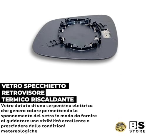 BSSTORE Piastra Vetro Specchio Retrovisore Termico Compatibile Con SPARK 2010-2015
