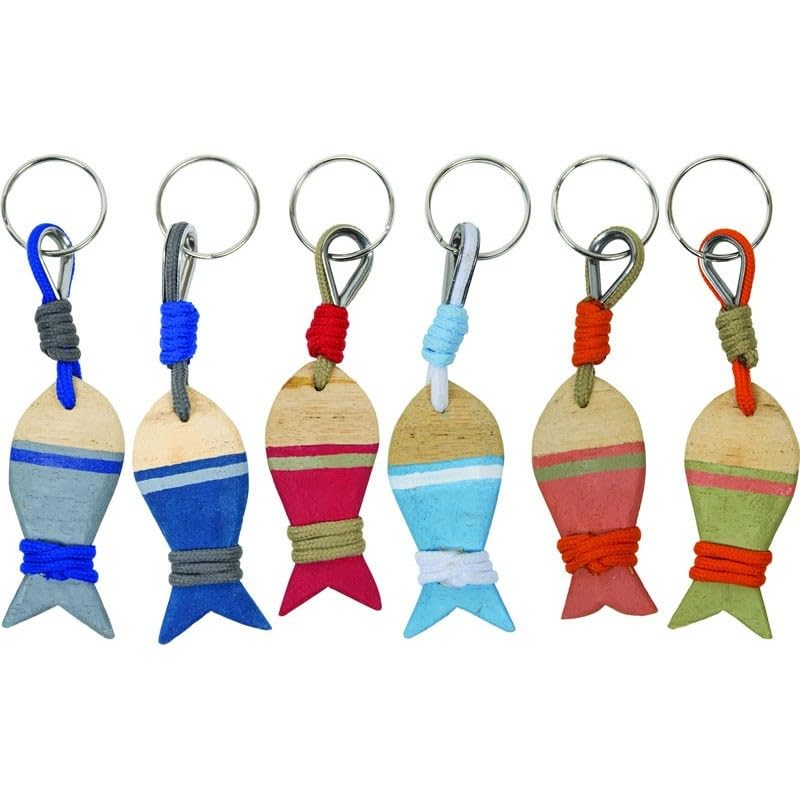 BSSTORE PORTACHIAVI IN LEGNO GALLEGGIANTE PESCIOLINO VARI COLORI CON REDANCIA