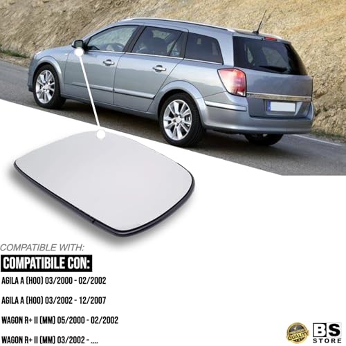 BSSTORE Piastra Vetro Specchio Retrovisore Termico Compatibile Con AGILA A | WAGON R+ II