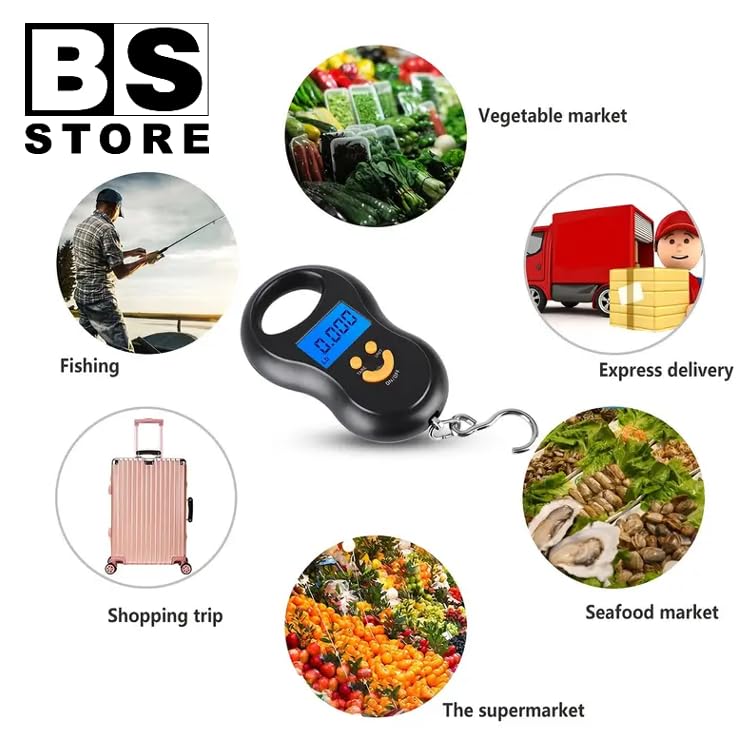 BSSTORE® Bilancia Digitale Portatile Con Schermo LCD E Batterie Incluse Adatta A Valigie,Pesca,Cucina E Molto Altro