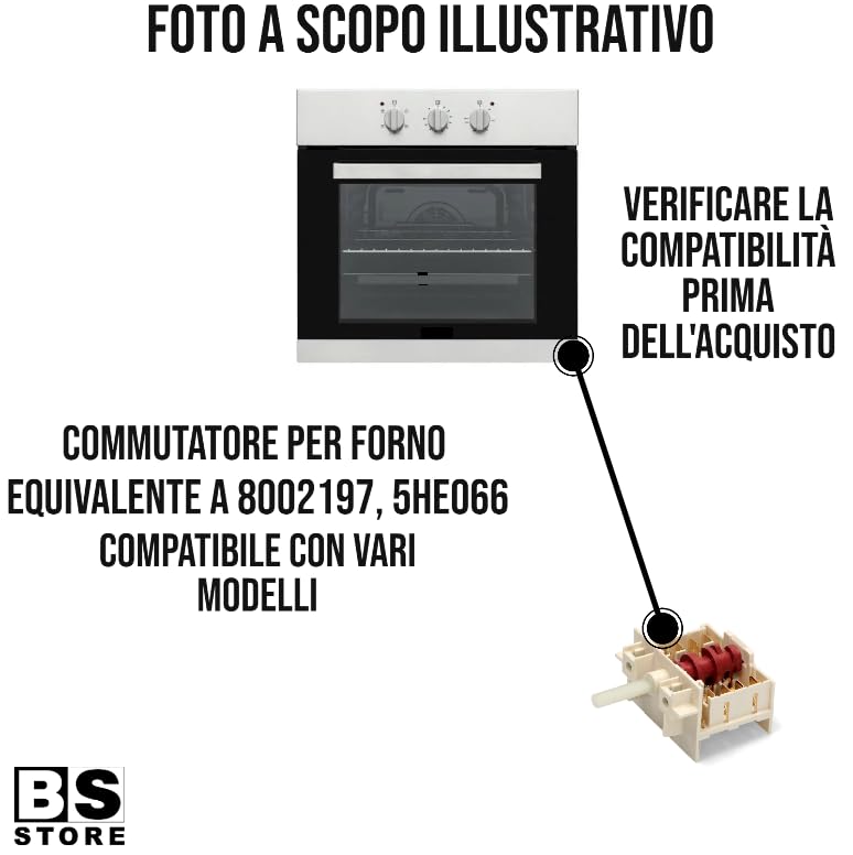 BSSTORE Commutatore Forno Equivalente A 8002197 Compatibile Con Vari Modelli