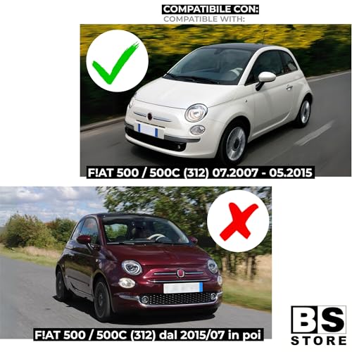 BSSTORE Fanale Proiettore Antinebbia Inferiore H1 per F!AT 500 (312) 2007-2015