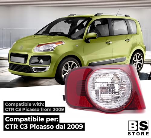 BSSTORE Fanale Retronebbia Posteriore Compatibile con C!TROEN C3 Picasso dal 2009