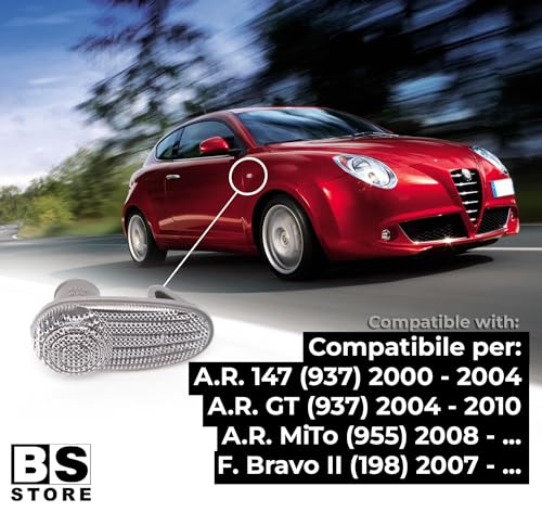 BSSTORE Freccia Laterale Compatibile per 147 2000-2004, GT 2004-2010, MiTo 2008, F. Bravo II 2007