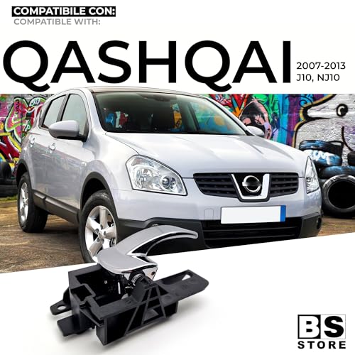 BSSTORE Maniglia Porta Interna Cromata Anteriore e Posteriore per Qashqai (J10, NJ10) dal 2007 al 2013
