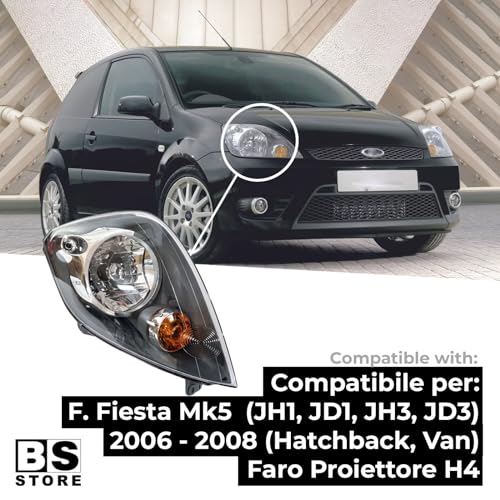BSSTORE Faro Proiettore Anteriore H4 per F0RD FIESTA Mk5 2006-2008