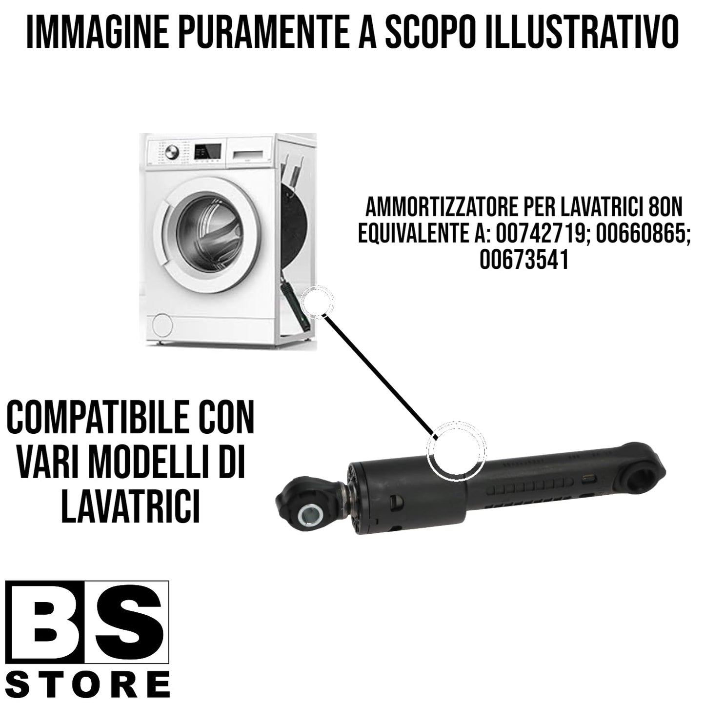 BSSTORE Ammortizzatore Per Lavatrice 80N Equivalente A 00742719 Kit 3PZ