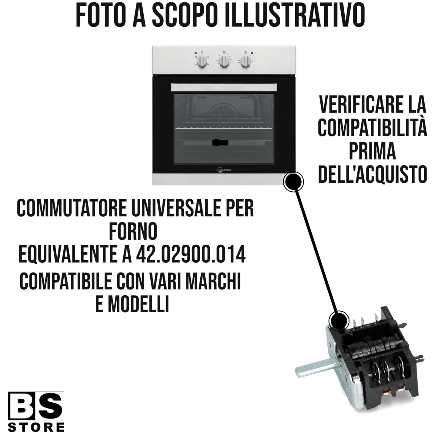 BSSTORE Commutatore Per Forno Universale Equivalente A 42.02900.014 Compatibile Con Vari Marchi E Modelli
