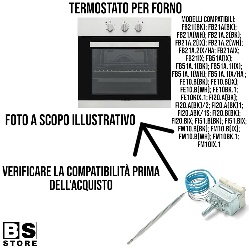 BSSTORE Termostato Forno Equivalente A C00082365 Compatibile Con Vari Modelli