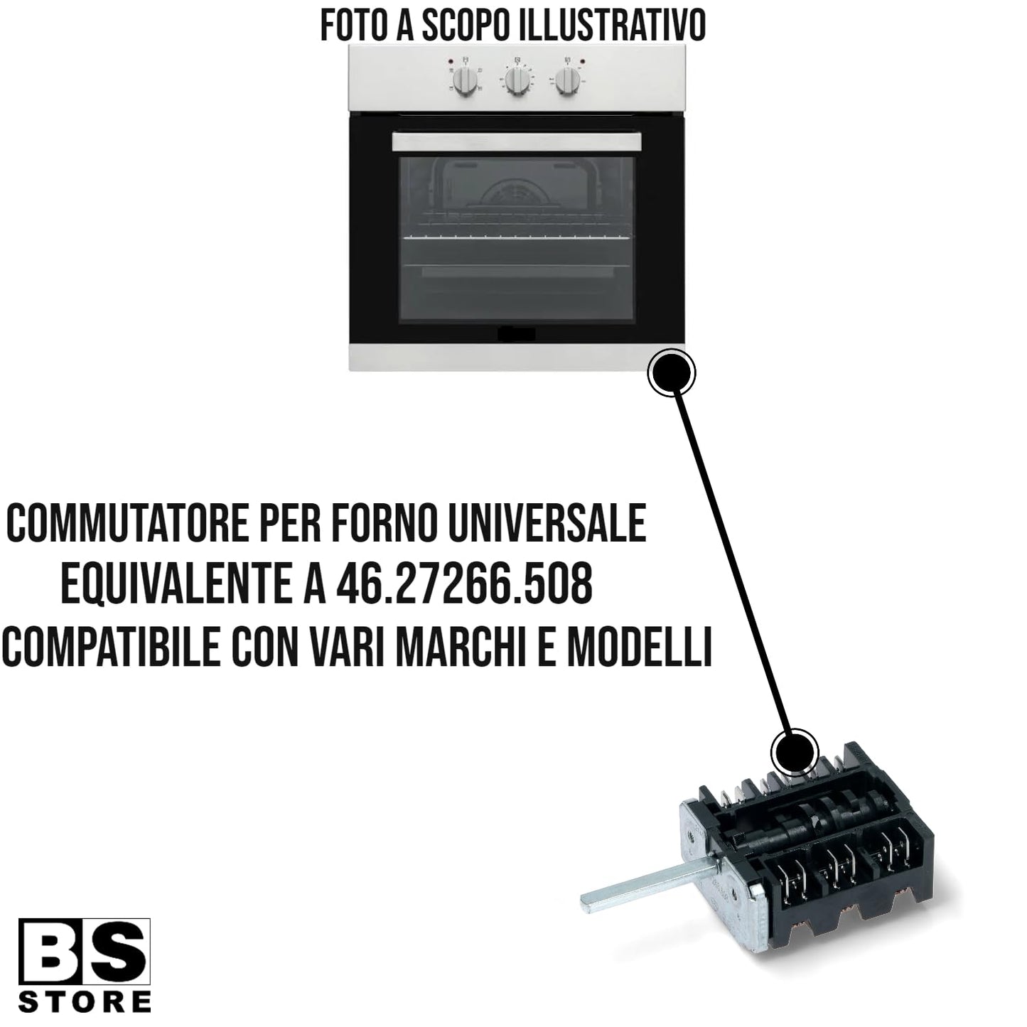 BSSTORE Commutatore Forno Universale Equivalente A 46.27266.508 Compatibile Con Vari Modelli E Marchi