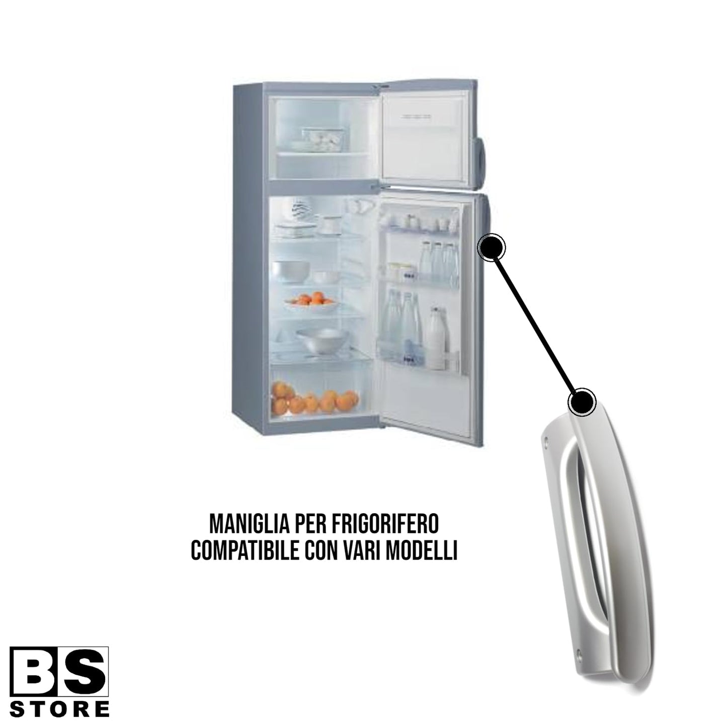 BSSTORE Maniglia Frigorifero Grigia Compatibile Equivalente a 481246268884