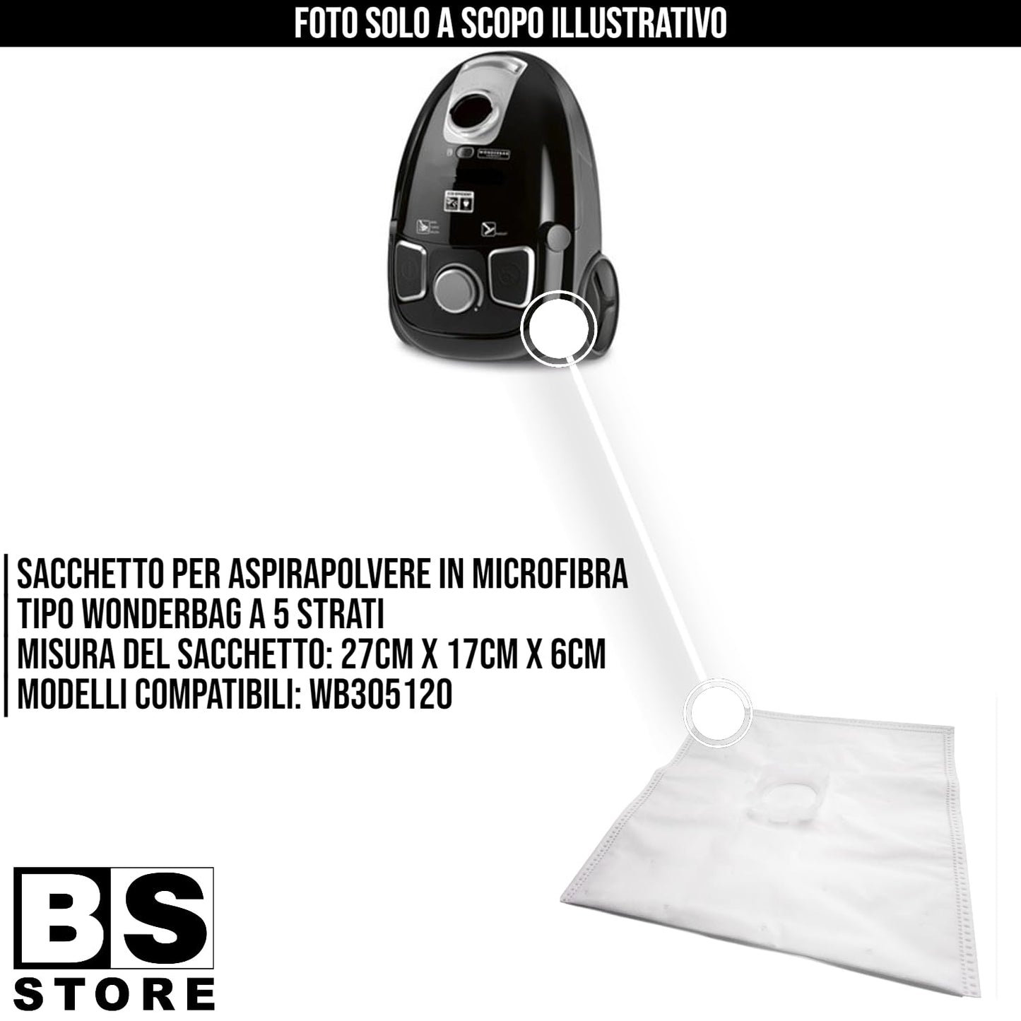 BSSTORE Sacchetti Per Aspirapolvere In Microfibra 5 Pezzi Tipo Wonderbag Compatibile Con Vari Marchi E Modelli