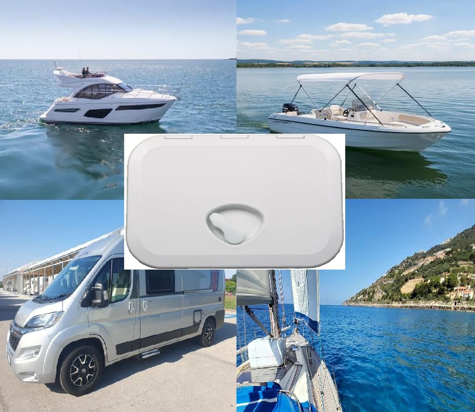 BSSTORE Portello a Filo Calpestabile 270x375 mm per Barca, Gommone e Camper – Apertura 180°, Resistente ai Raggi UV, Cerniera a Filo, Telaio Nascosto, Sportello di Ispezione Nautico.