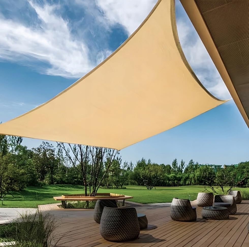 BSSTORE Vela Ombra Quadra Realizzata In Polietilene Alta Densità Beige Resistente Ai Raggi UV (Mt. 3x3)