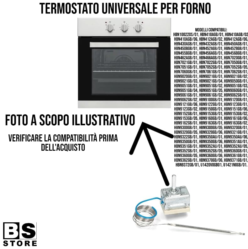 BSSTORE Termostato Forno 310°C Equivalente A 00499005 Compatibile Con Vari Modelli