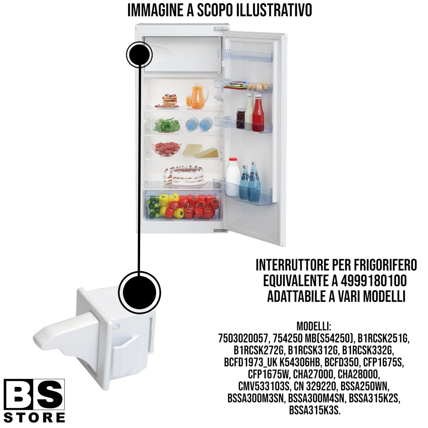 BSSTORE Interruttore Frigorigero Adattabile A Vari Modelli Equivalente A 4999180100