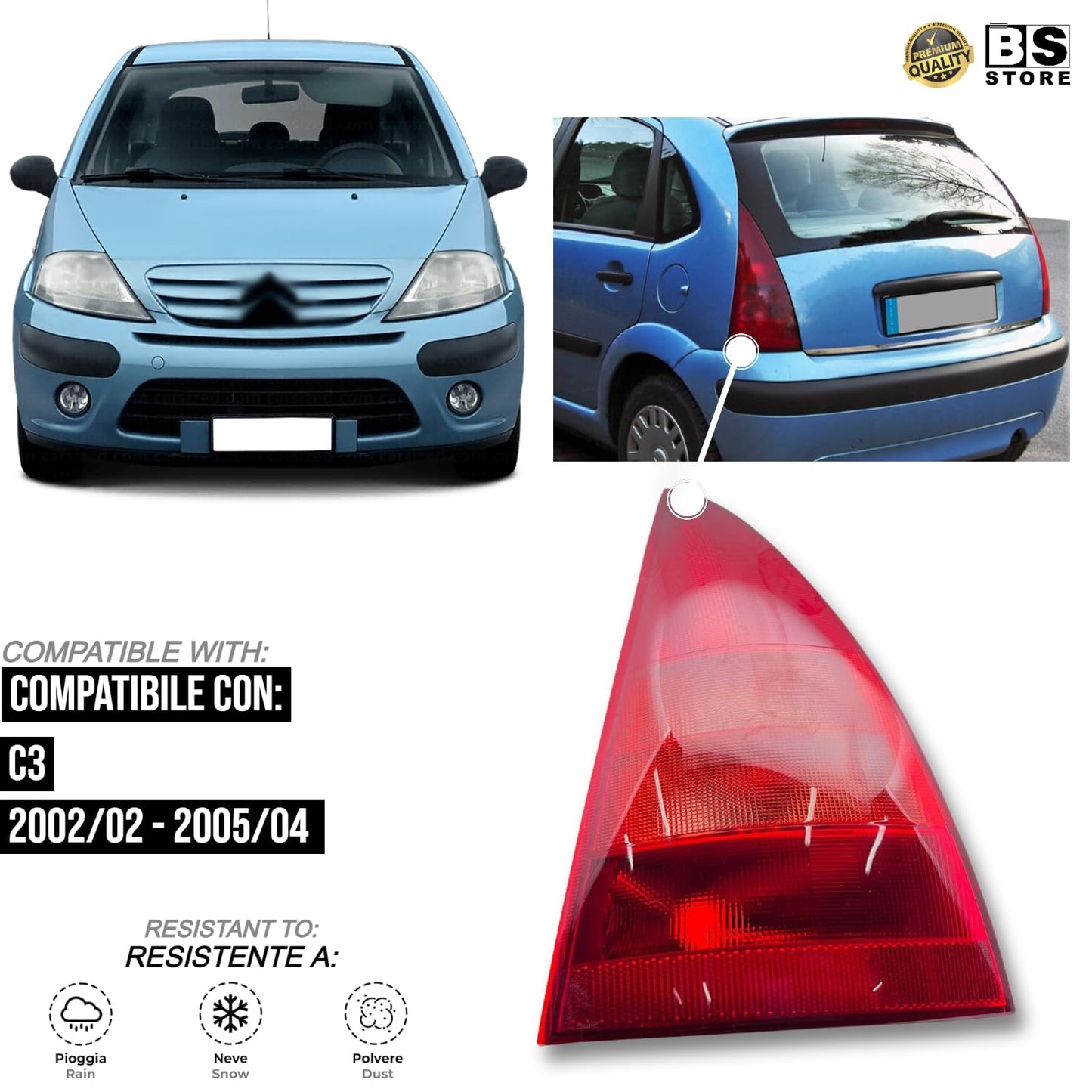 BSSTORE Gruppo Ottico Fanale Posteriore Compatibile Con C3 2002-2005
