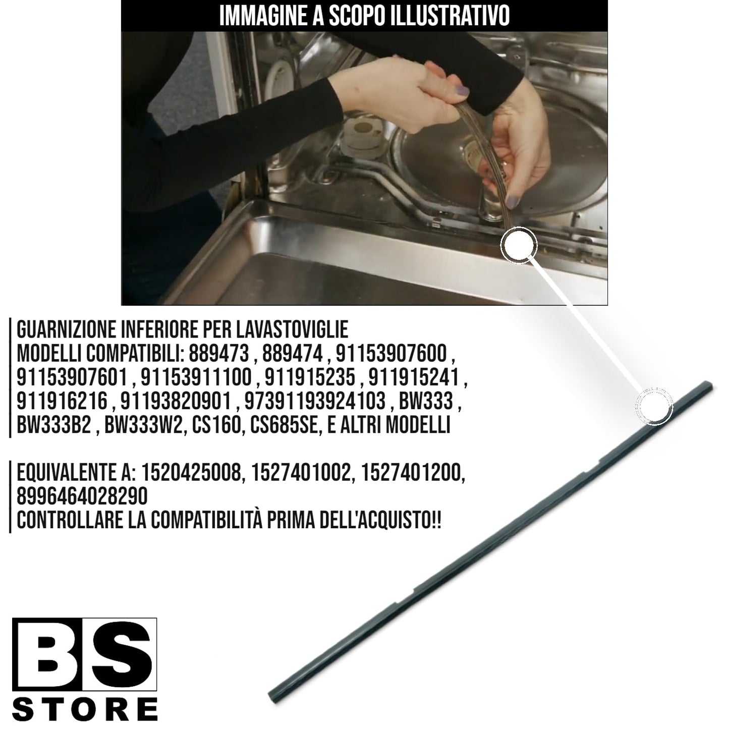 BSSTORE Guarnizione Lavastoglie Inferiore Equivalente A 1527401002 Compatibile Con Vari Marchi E Modelli