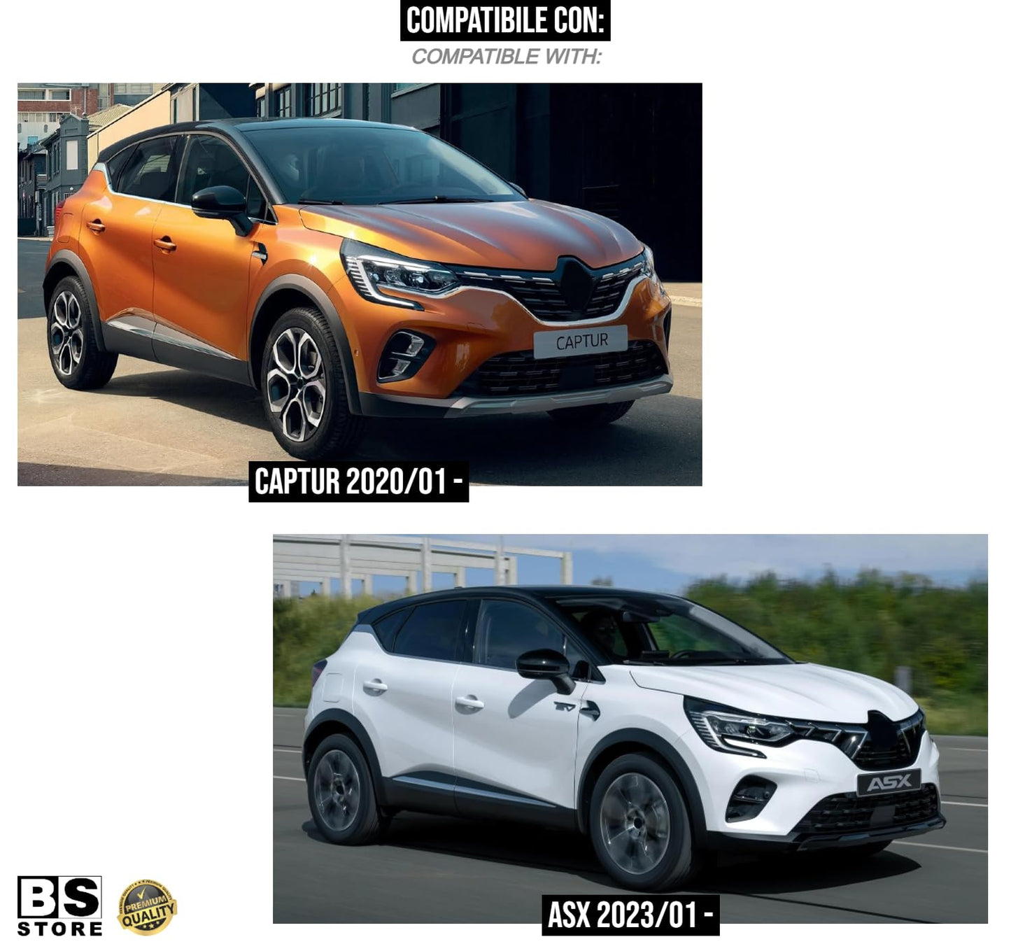 BSSTORE Calotta Specchietto Retrovisore Nero Compatibile Con CAPTUR | ASX