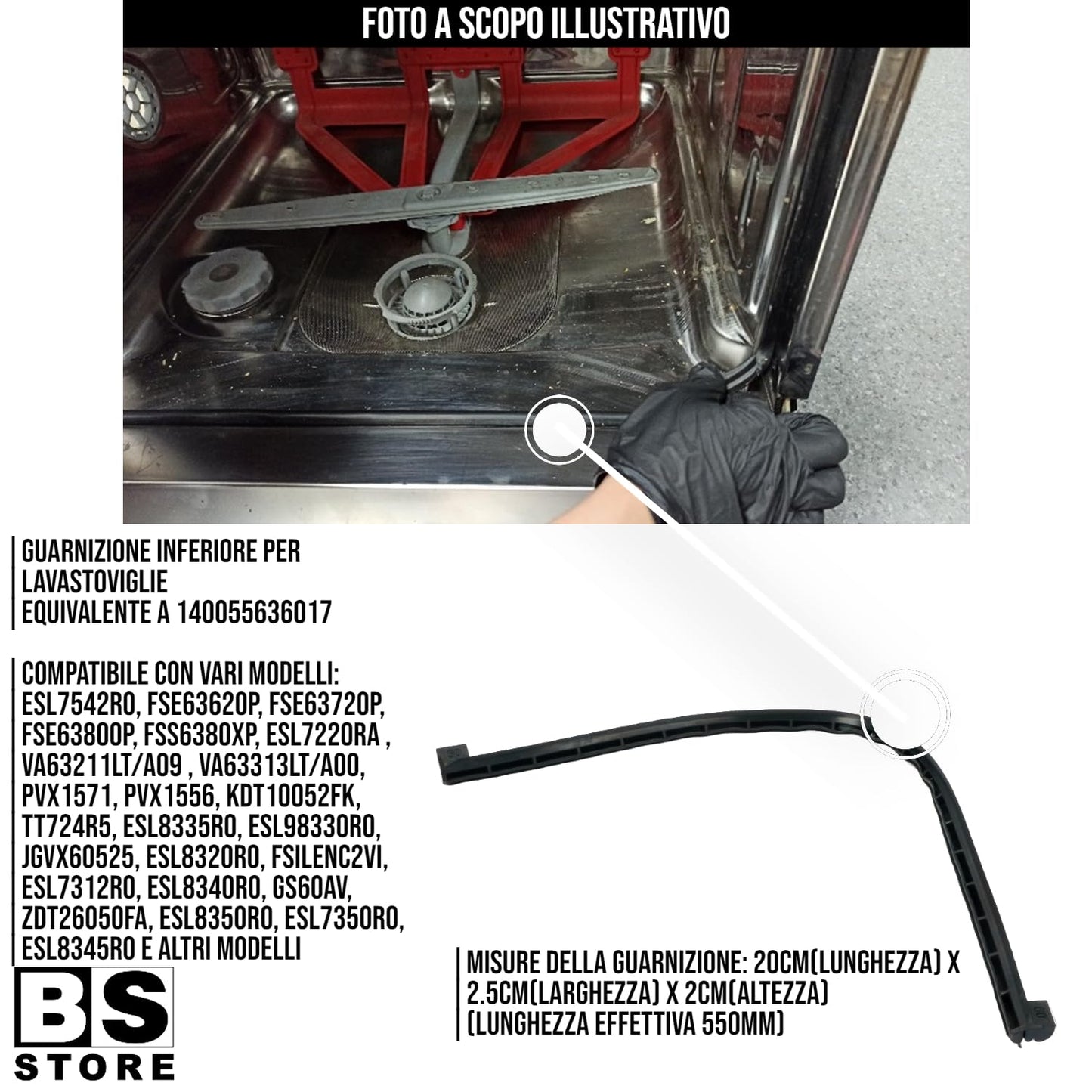 BSSTORE Guarnizione Lavastoviglie Equivalente A 140055636017 Compatibile Con vari Marchi E Modelli