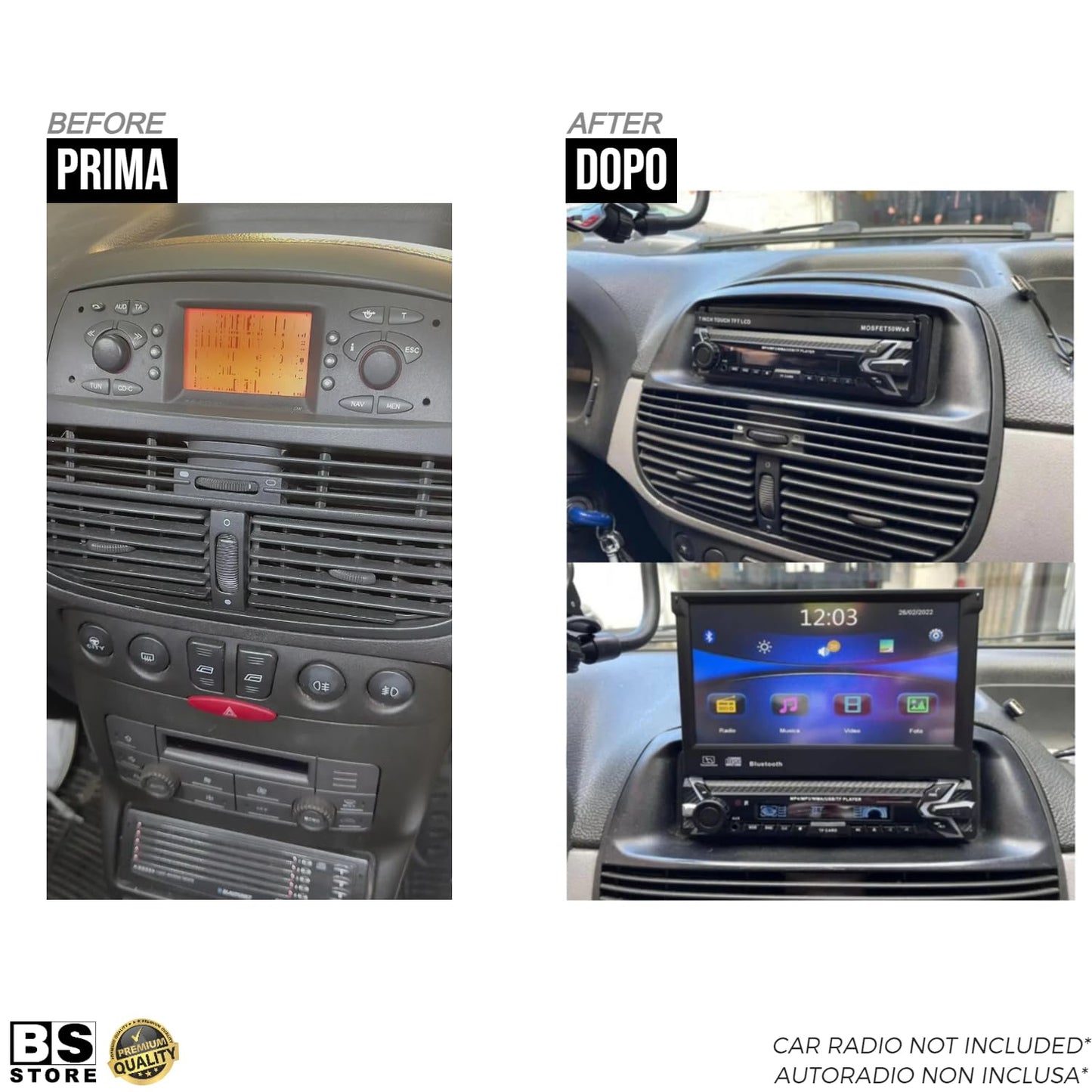 BSSTORE Mascherina Autoradio 1 DIN Compatibile Con PUNTO