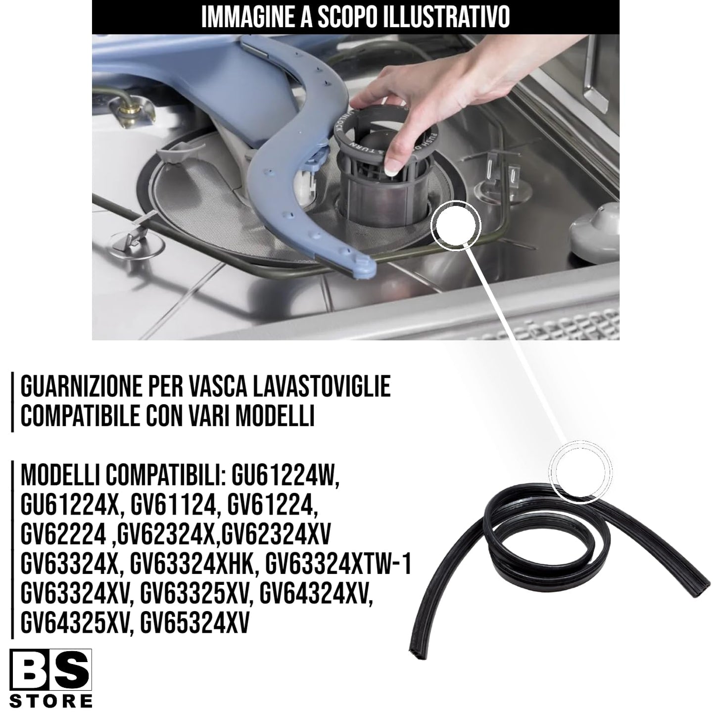 BSSTORE Guarnizione Per Vasca Lavastoviglie Equivalente A 754132181 Compatibile Con Vari Marchi E Modelli