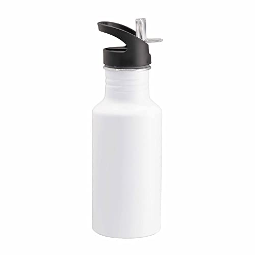 BSSTORE - Bottiglia in Alluminio con Cannuccia Estraibile (600ml) Tappo con chiusura a Vite con Manico, Chiusura Antigoccia. Per Sport, Campeggio, Bicicletta, Fitness, Yoga, Scuola, Palestra.