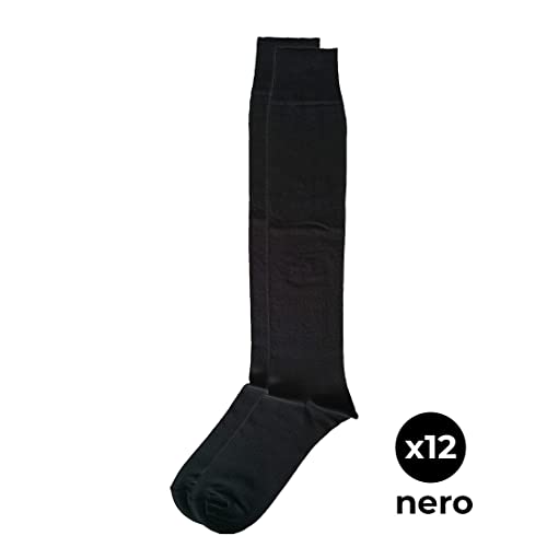 BSSTORE Calze Lunghe Uomo in Filo di Scozia Nere Taglia Unica 40/46
