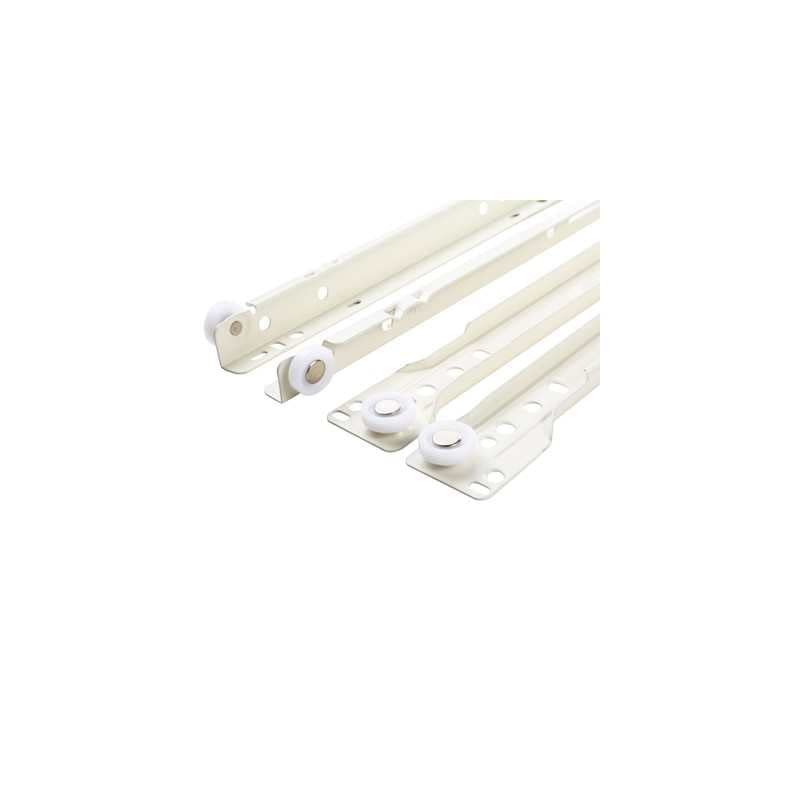 BSSTORE Set Guide Per Cassetti E Cassettiere Fissaggio Al Fondo, Con Chiusura Automatica. Set Da 4 Pezzi Colore Bianco
