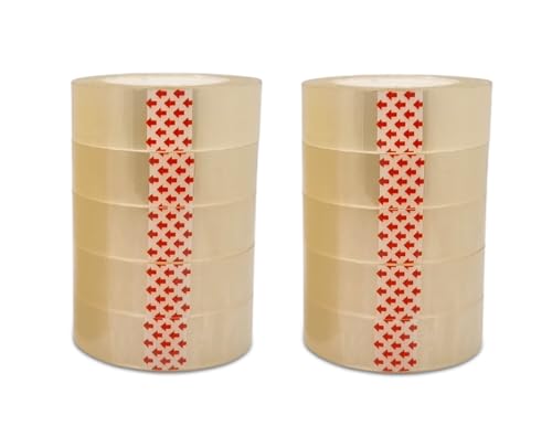 BSSTORE Kit Dispenser da Scrivania Nero per Nastro Adesivo + 10 Rotoli di Nastro Adesivo Trasparente 15m x 33mt per Casa e Ufficio