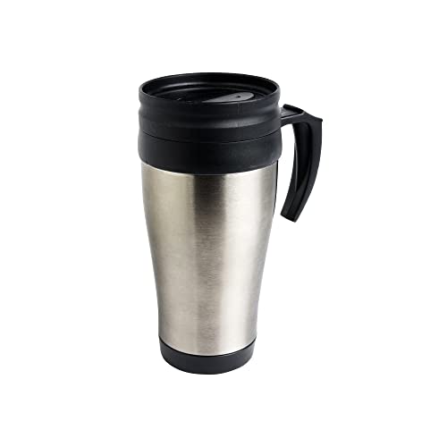BSSTORE Tazza Termica, Thermos Mug (400ml) in Acciaio Inox, con Interno Manico e Tappo in Plastica - Riutilizzabile per Caffè, Tè, Auto