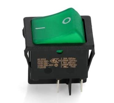 BSSTORE Pulsante Luminoso Verde Universale Bipolare 4 Contatti 20A 250V